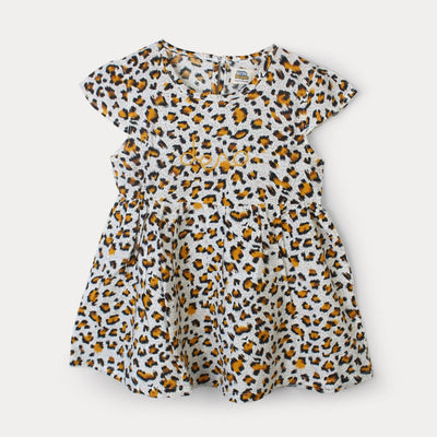 Leopard Print Little Girl Frock Frock Iluvlittlepeople 6-9 Months Beige Summer