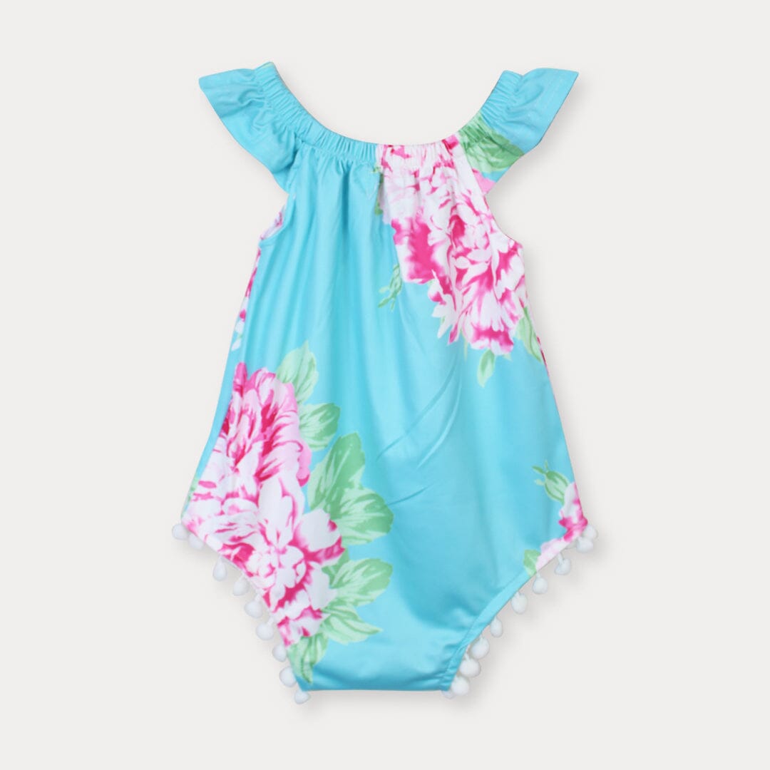 Modern Light Blue Themed Little Girl Romper Iluvlittlepeople
