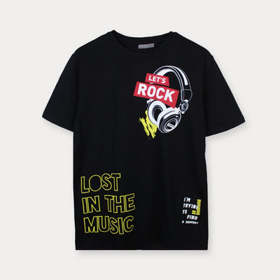 Rock Black Boys T-Shirt T-Shirt Iluvlittlepeople 10-12 Years Black Summer