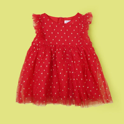 Delighted Red Little Girl Frock Frock Iluvlittlepeople 6-9 Months Red Summer