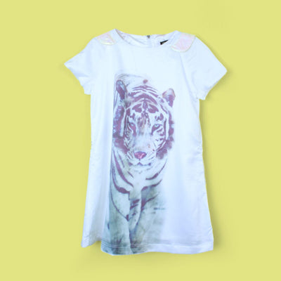 Attractive Tiger Print Little Girl Frock Frock Iluvlittlepeople 18-24 Months Off White Summer