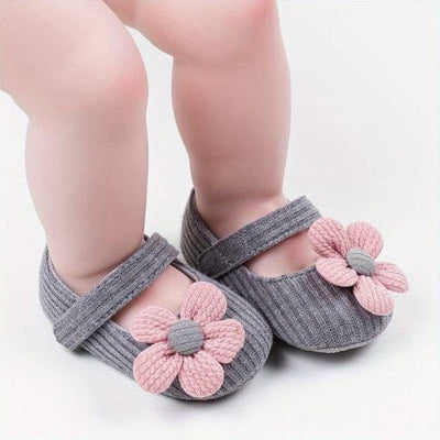 Cute Flower Comfortable Sneakers For Baby Girl Shoes Iluvlittlepeople 6-9 Months Grey 