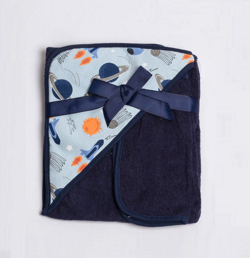Little Baby Bucket Hooded Towel & Washcloth Towels Iluvlittlepeople Medium Dark Blue 