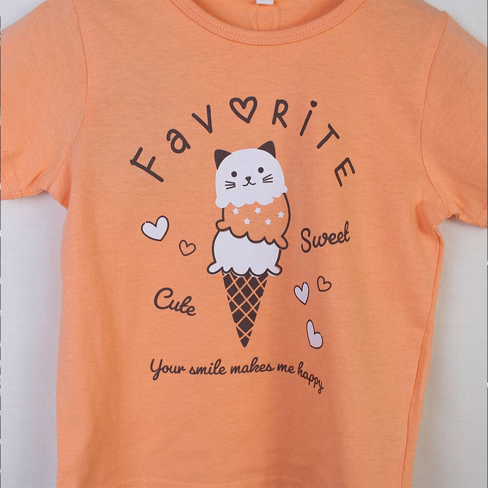 Summer Peach Girls T Shirt T-Shirt Iluvlittlepeople 