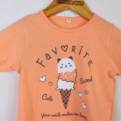 Summer Peach Girls T Shirt T-Shirt Iluvlittlepeople 