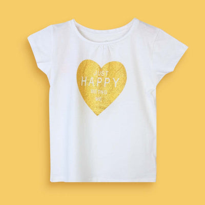 Stylish White Themed Girls T-Shirt T-Shirt Iluvlittlepeople 6-7 Years Off White Summer