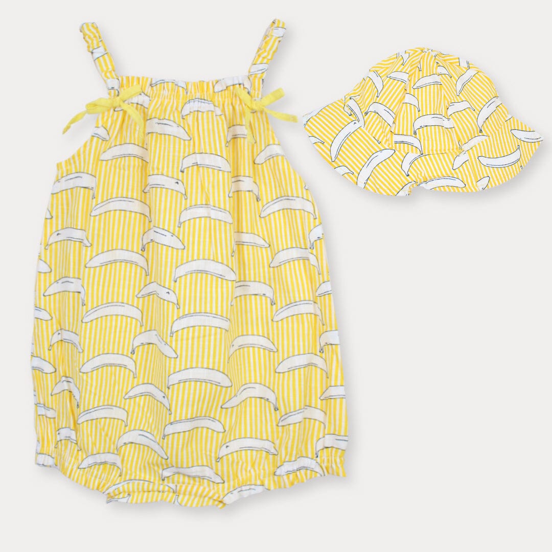 Classy Yellow With Hat Little Girl Romper Romper Iluvlittlepeople 12-18 Months Summer Yellow