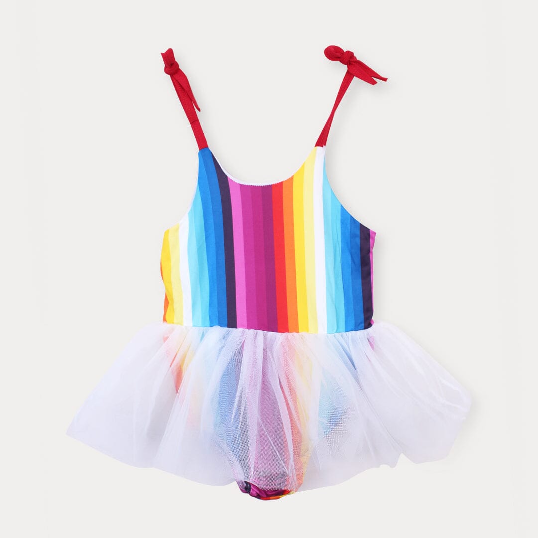Elegant Rainbow Themed Little Girl Romper Romper Iluvlittlepeople 0-3 Months Summer Multi