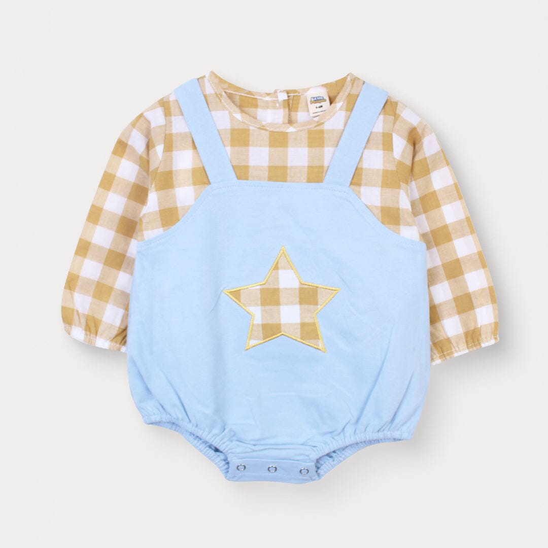 Vintage Check Yellow Themed Little Baby Romper Romper Iluvlittlepeople 0-3 Months Summer Yellow