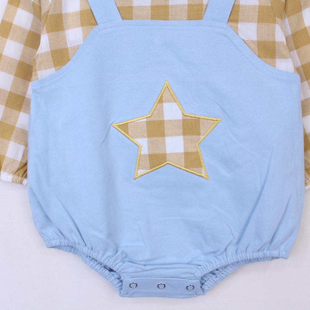 Vintage Check Yellow Themed Little Baby Romper Romper Iluvlittlepeople 