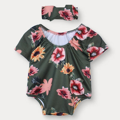 Attractive Green With Band Little Girl Romper Romper Iluvlittlepeople 0-3 Months Summer Green