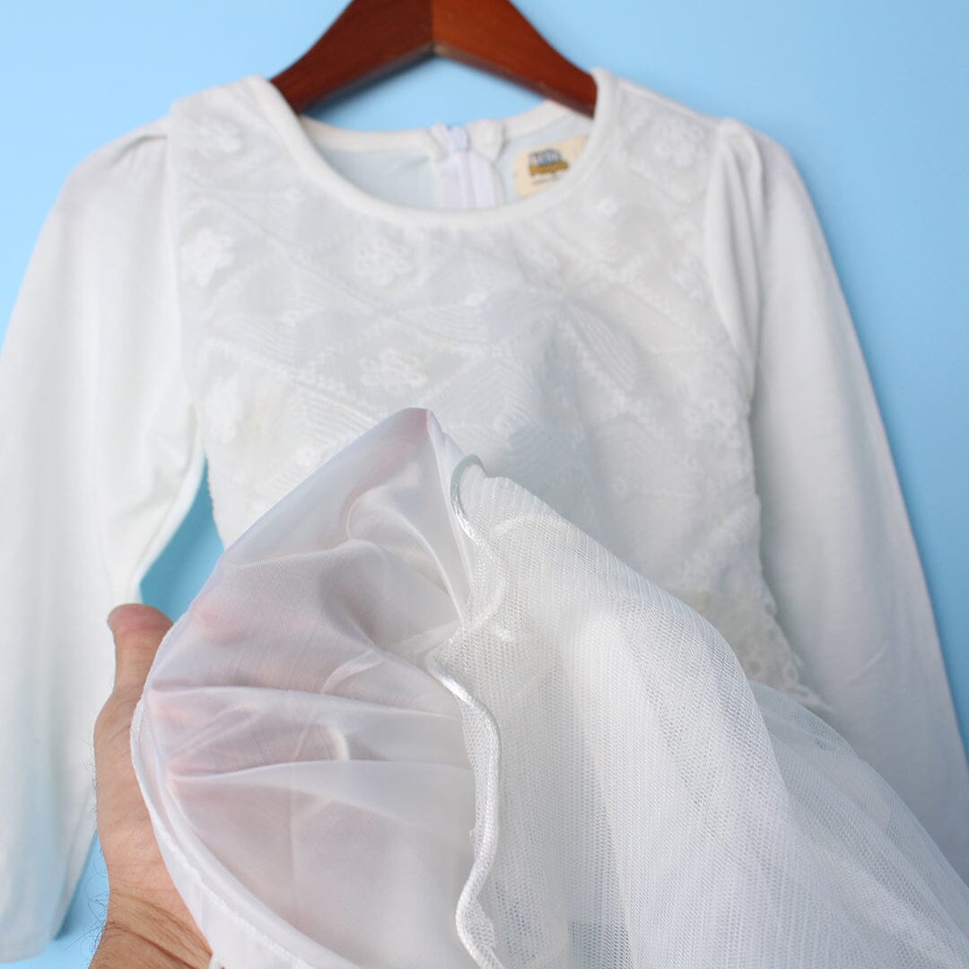Fancy White Themed Girls Party Frock Frock Iluvlittlepeople 