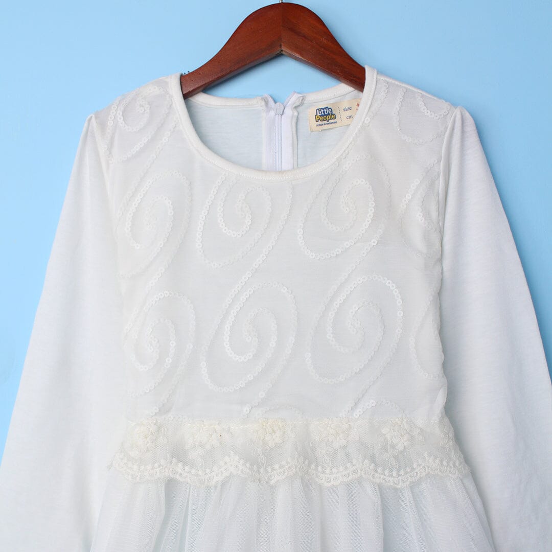Unique White Themed Girls Party Frock Frock Iluvlittlepeople 