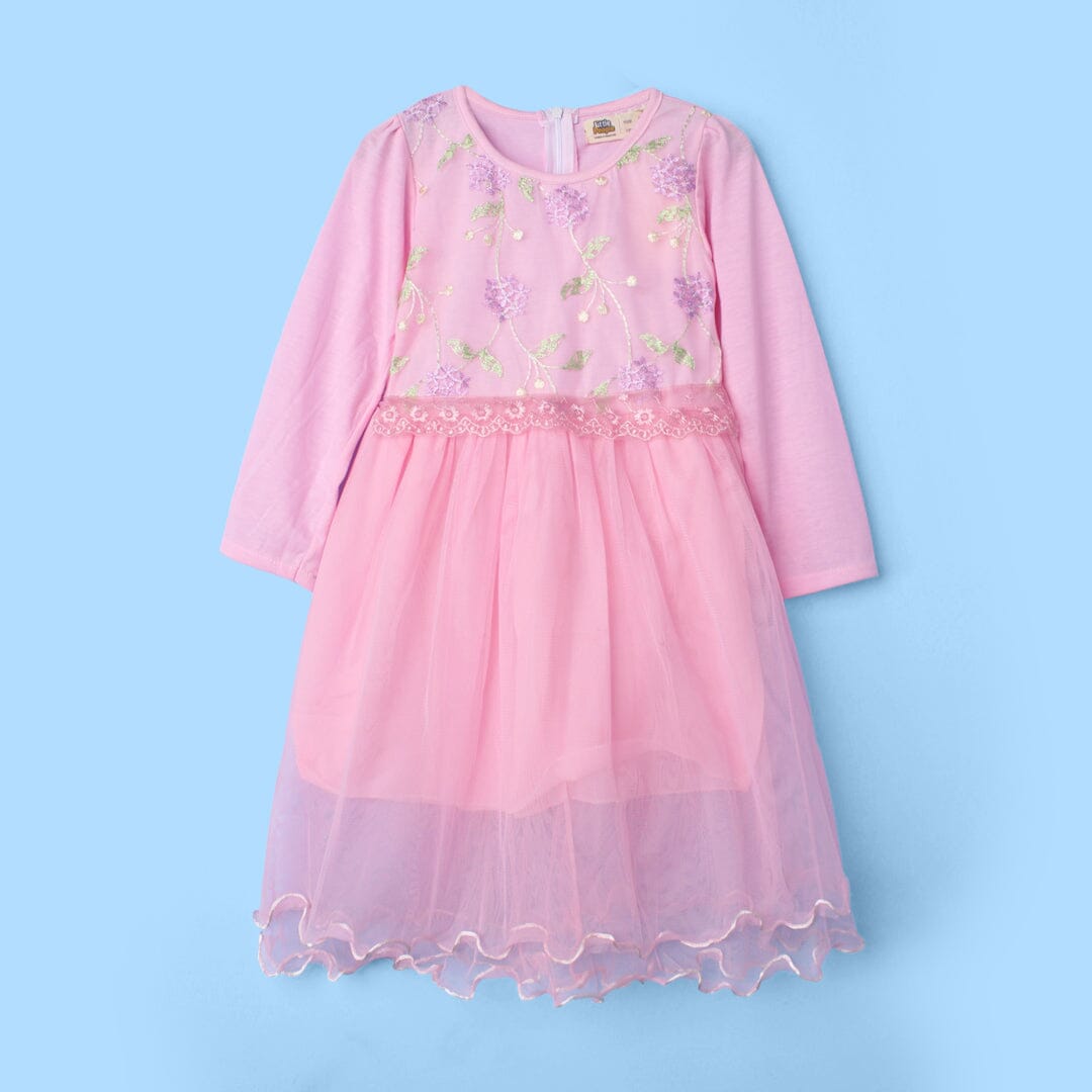 Stylish Pink Themed Girls Party Frock Frock Iluvlittlepeople 6-7 Years Pink Summer