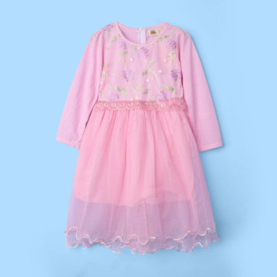 Stylish Pink Themed Girls Party Frock Frock Iluvlittlepeople 6-7 Years Pink Summer