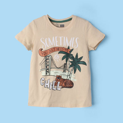 Crave Beige Themed Boys T-Shirt T-Shirt Iluvlittlepeople 3-4 Years Beige Summer