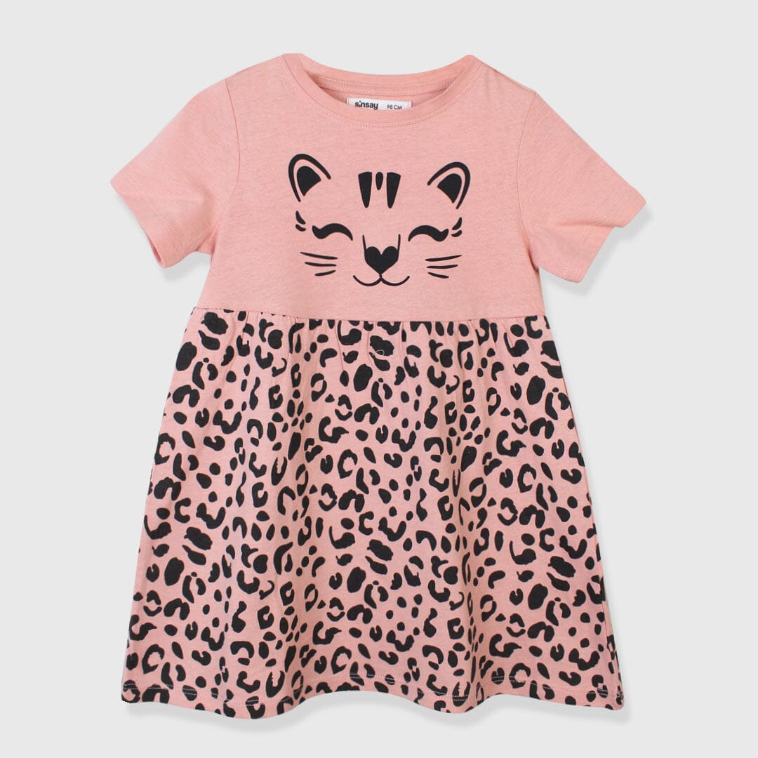 Little Girl Leopard Print Skirt Frock Iluvlittlepeople 2-3 Year Peach Cotton