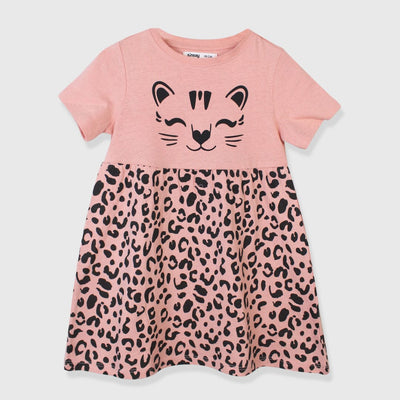 Little Girl Leopard Print Skirt Frock Iluvlittlepeople 2-3 Year Peach Cotton