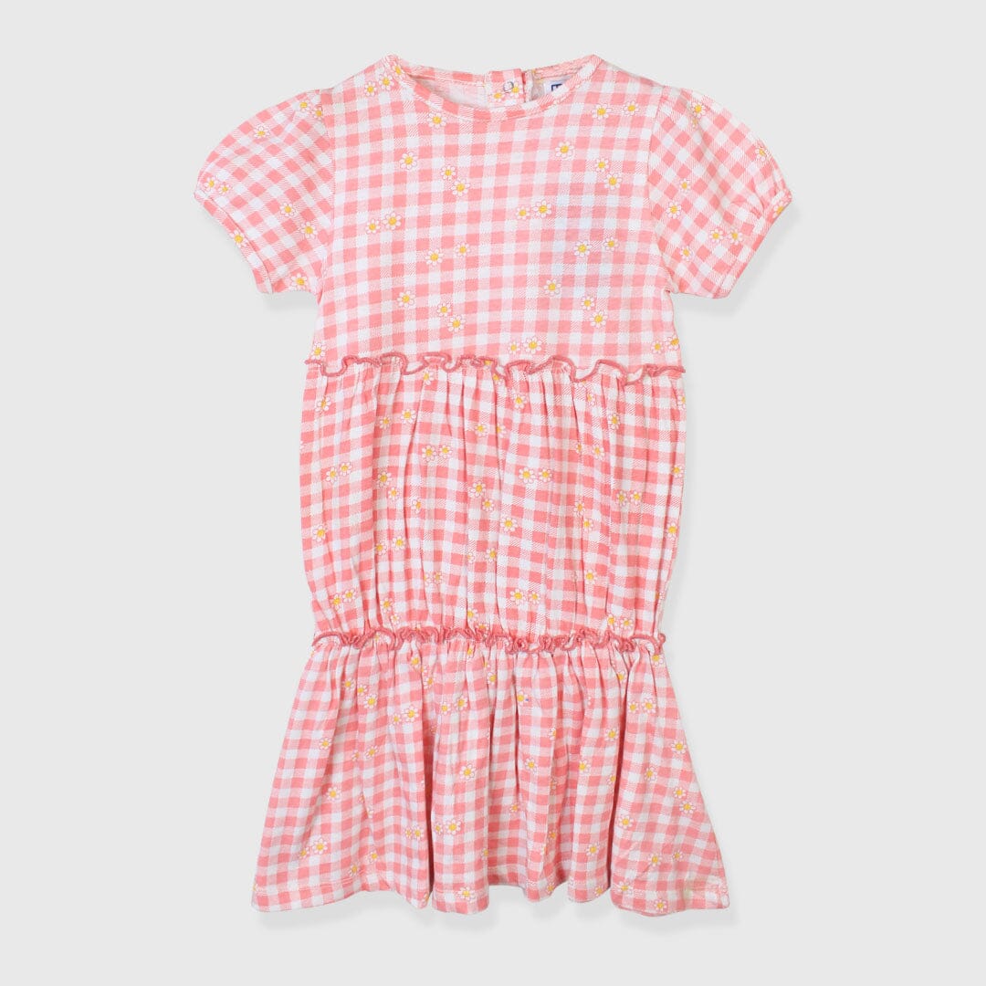 Infants Short Sleeves Checks Skirt Frock Iluvlittlepeople 9-12 Month Baby Pink Cotton