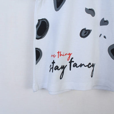 Stay Fancy White Themed Girls T-Shirt T-Shirt Iluvlittlepeople 