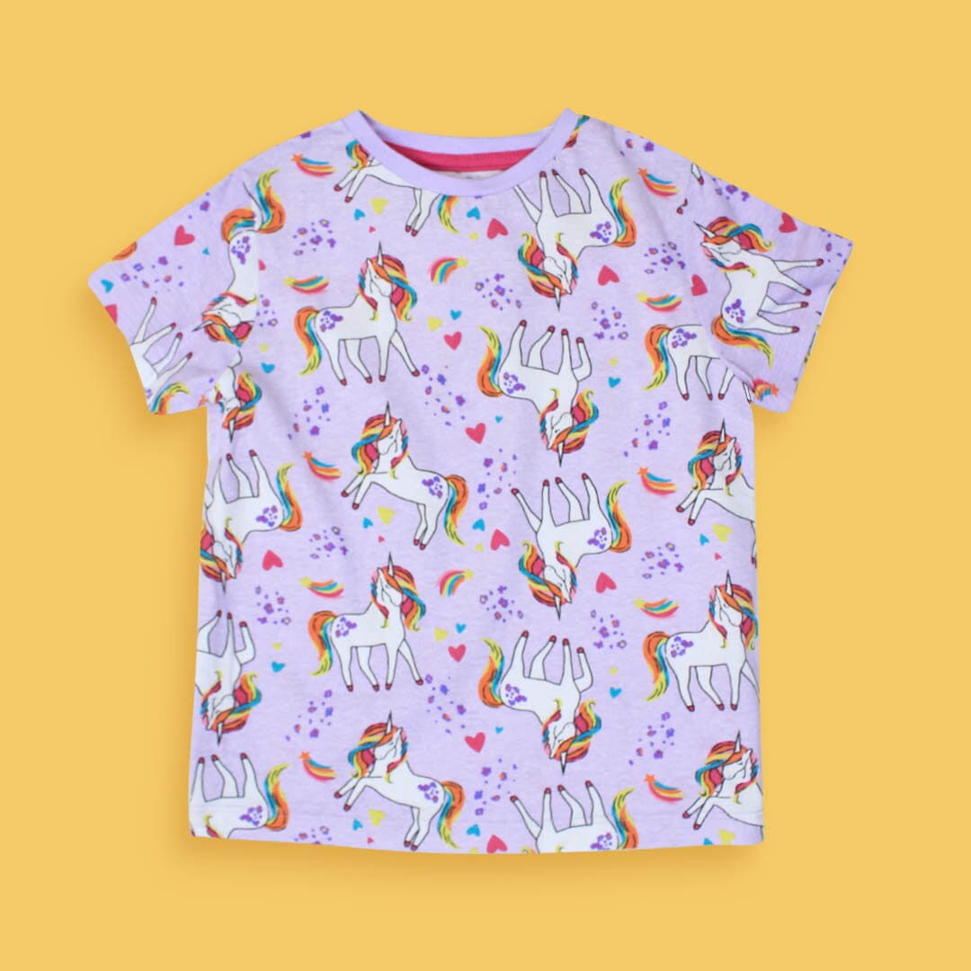 Little Girl Unicorn T-Shirt T-Shirt Iluvlittlepeople 3-4 Years Purple Cotton