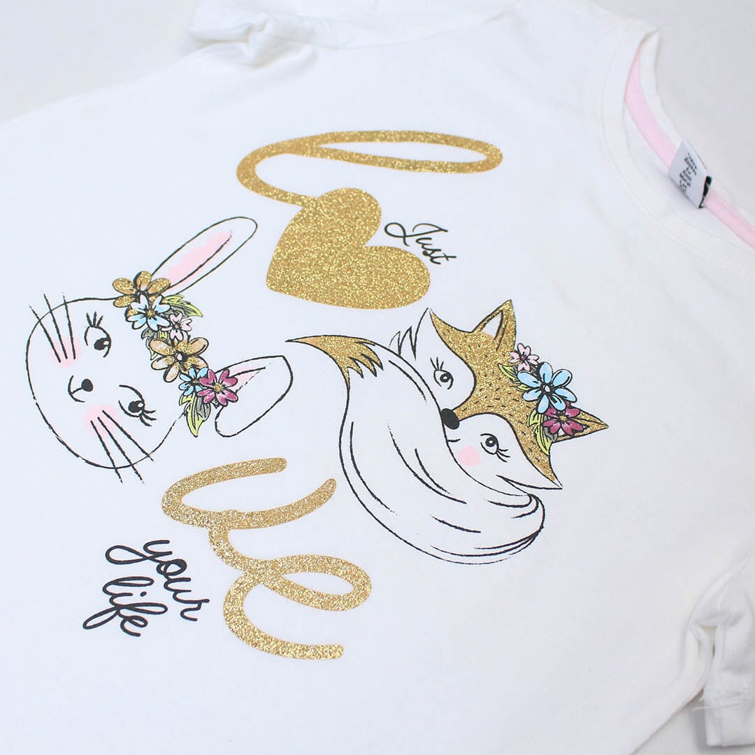 Little Girl Cat & Bunny T-Shirt T-Shirt Iluvlittlepeople 