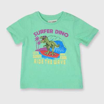Little Boy Dino T-Shirt T-Shirt Iluvlittlepeople 18-24 Month Moss Green Cotton