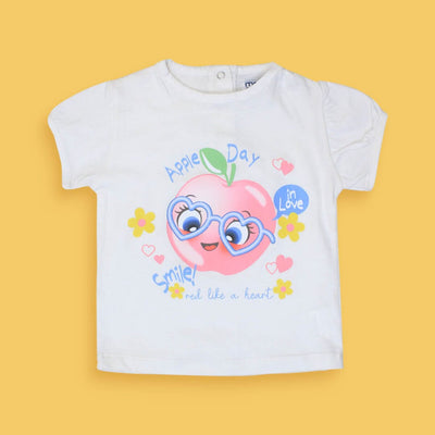 Infants Apple Print T-Shirt T-Shirt Iluvlittlepeople 6-9 Month White Cotton