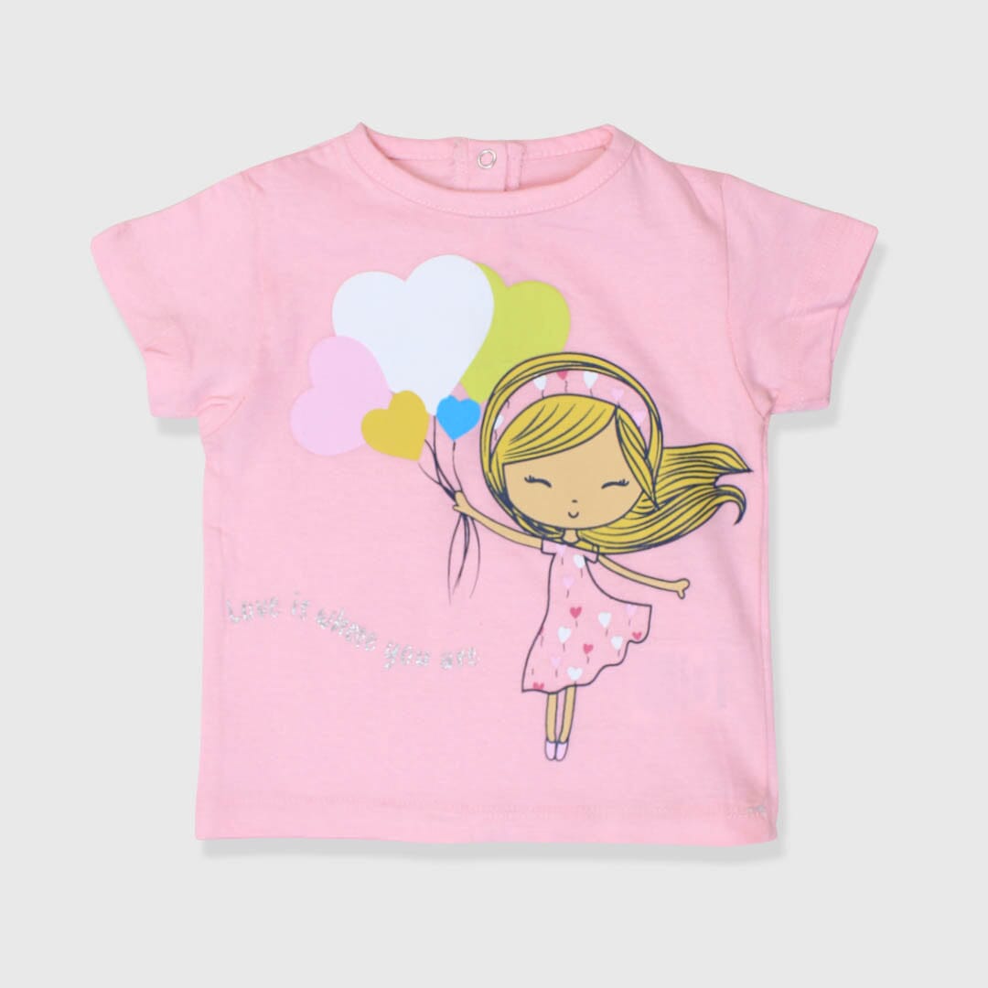 Infants Girl Doll Print Tee Shirts T-Shirt Iluvlittlepeople 3-6 Month Light Pink Cotton