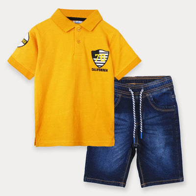 Stylish Yellow Themed Pair Of T-Shirt & Short For Boys Boy Clothes Pairs Iluvlittlepeople 18-24 Months Summer Yellow