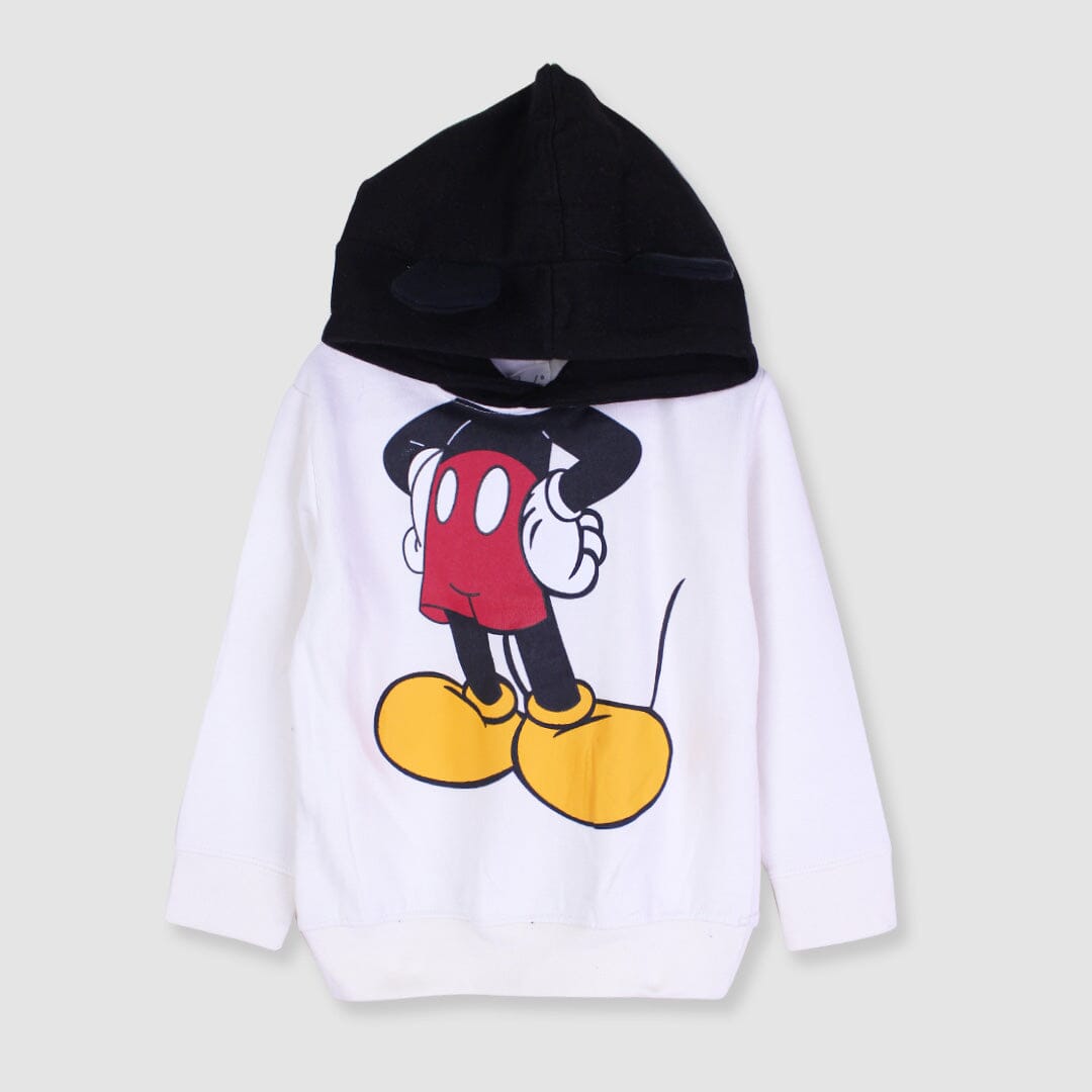 Cute Mickey White & Black Themed Hoodie For Boys Hoodie Iluvlittlepeople 9-12Month White & Black Winter