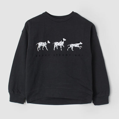 Delighted Black Themed Kids Sweatshirt Sweatshirt Iluvlittlepeople 5-6 Years Black Winter