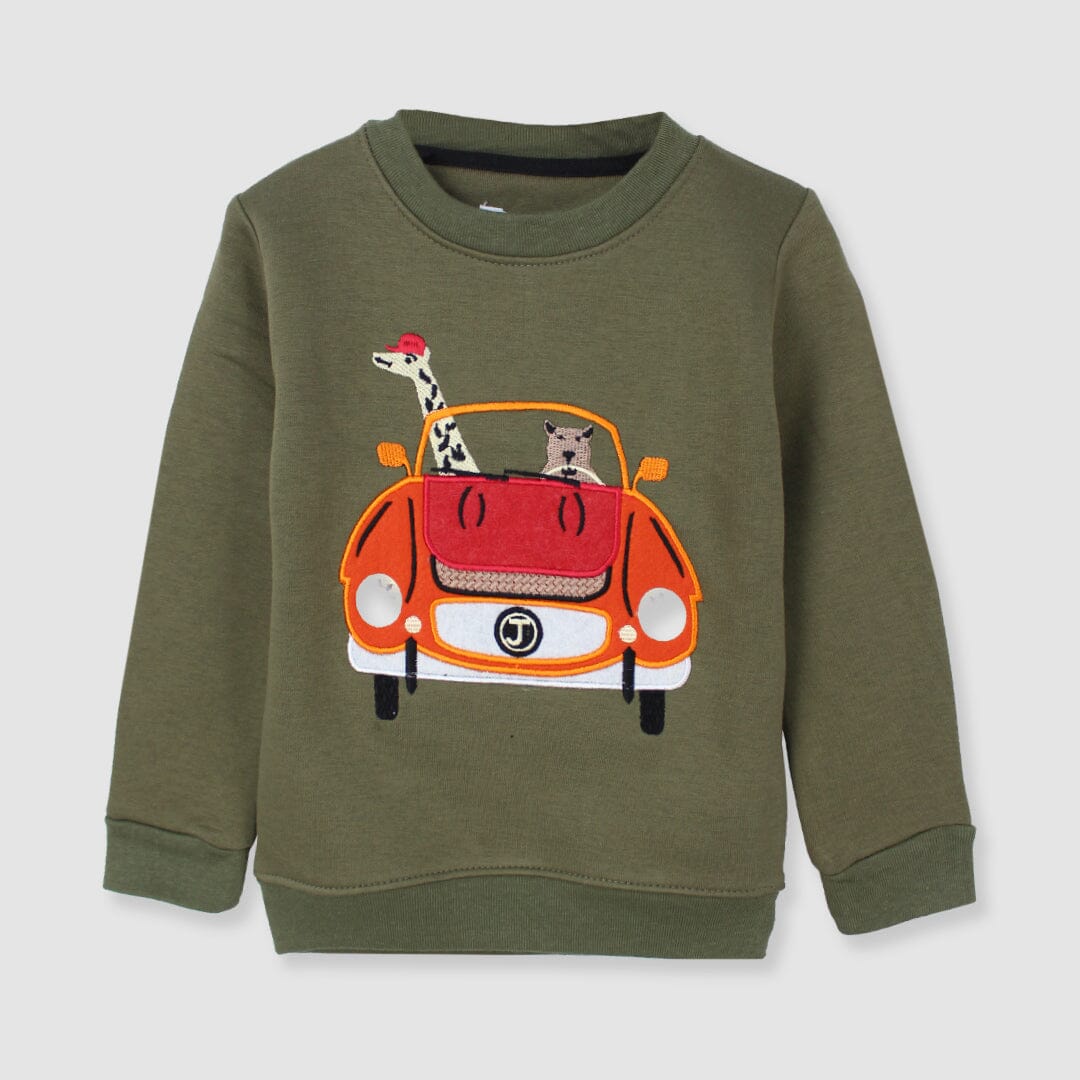 Attractive Green Themed Sweat Shirt For Boys Sweatshirt Iluvlittlepeople 2-3 Years Green Winter