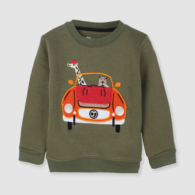 Attractive Green Themed Sweat Shirt For Boys Sweatshirt Iluvlittlepeople 2-3 Years Green Winter