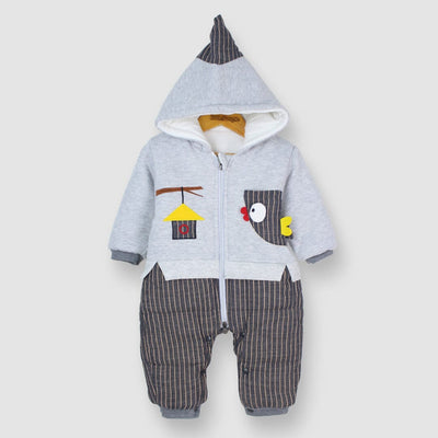 Cozy Grey Themed Winter Romper For Boys Romper Iluvlittlepeople 0-3 Months Grey Winter