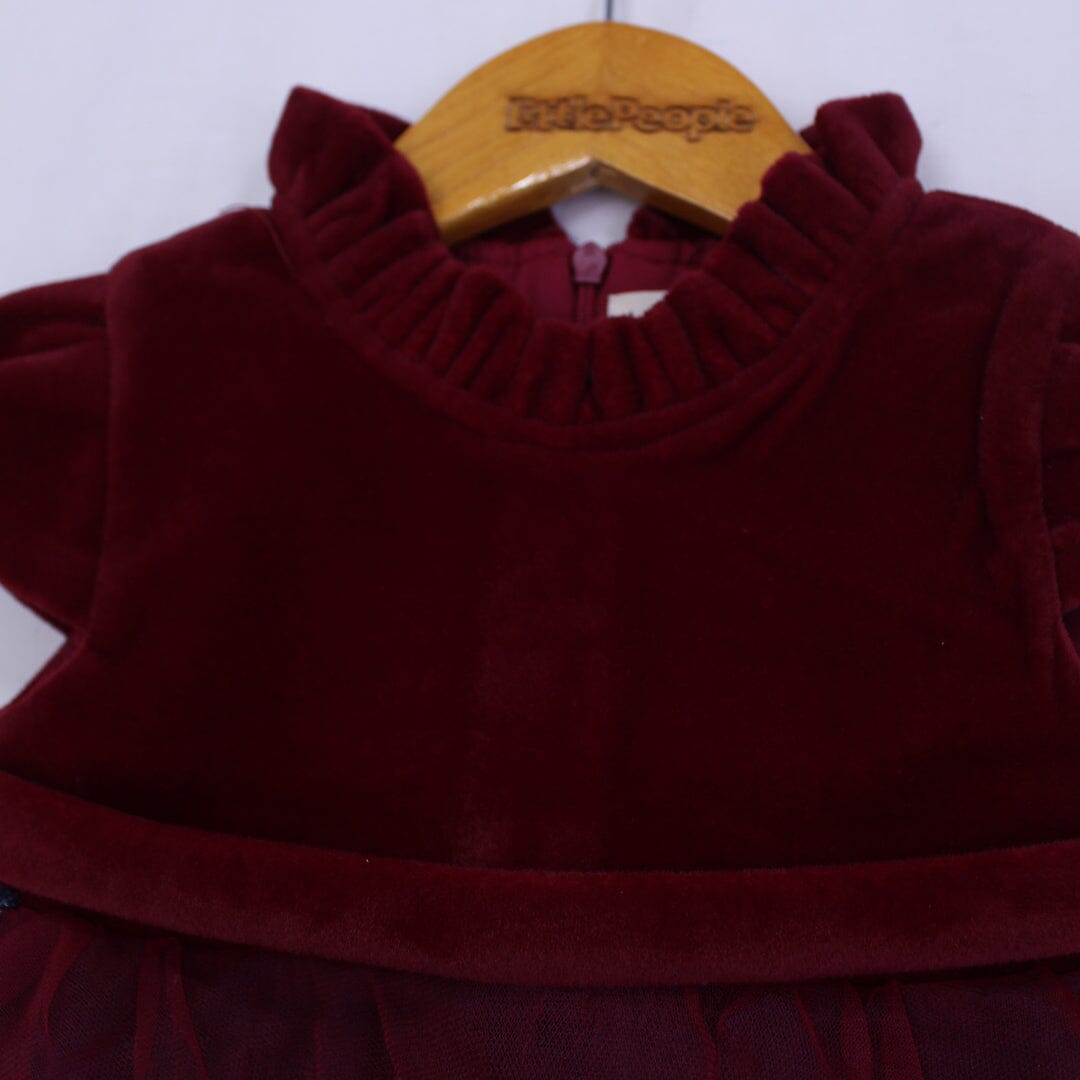 Cozy Maroon Themed Cute Princess Frock Frock Iluvlittlepeople 