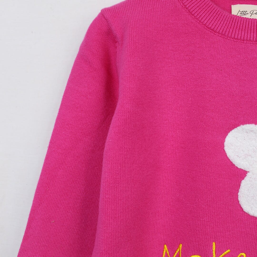 Cozy Baby Pink Themed Sweater For Girls Sweater Iluvlittlepeople 
