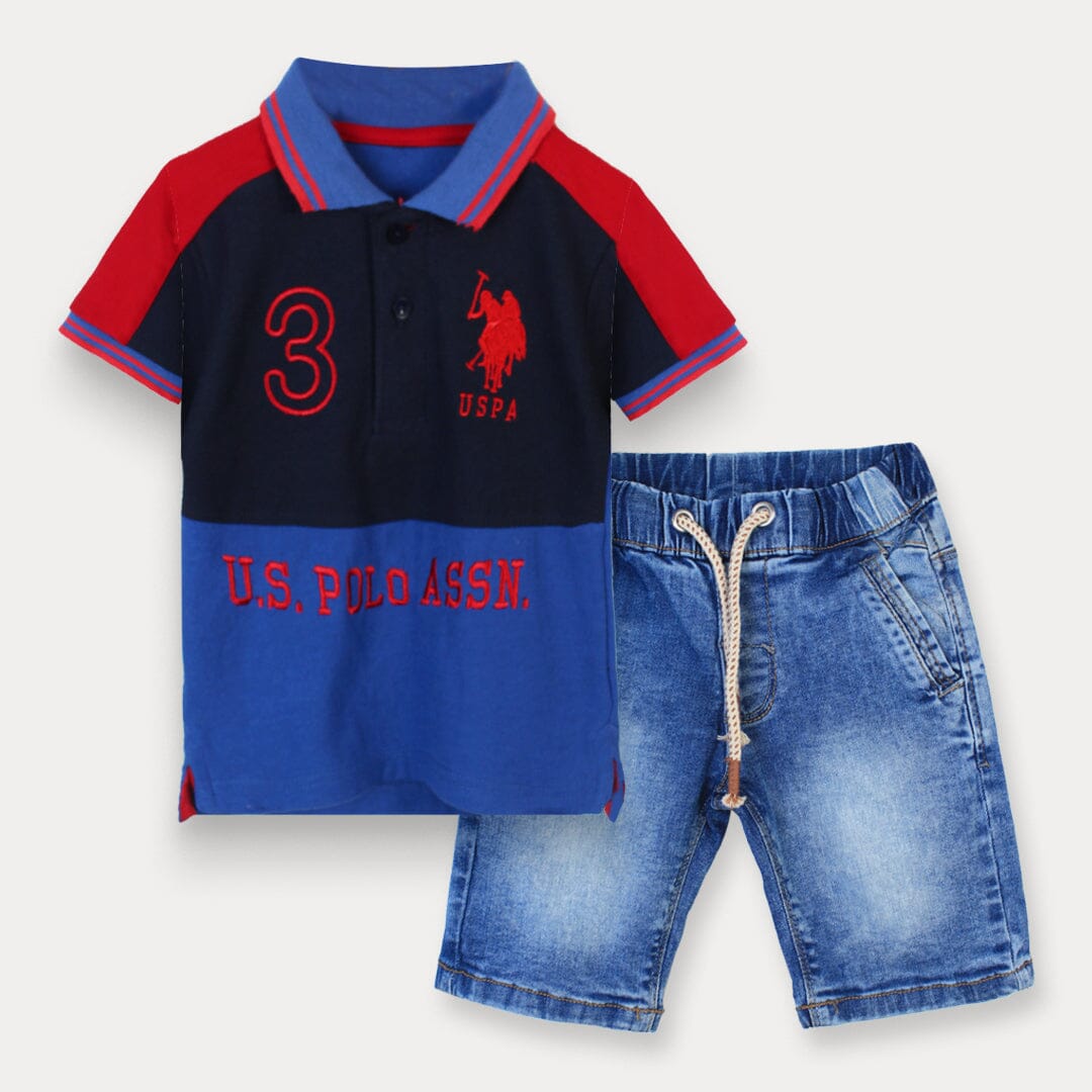 Dashing Blue Themed Pair Of T-Shirt & Short For Boys Boy Clothes Pairs Iluvlittlepeople 2-3 Years Grey Summer