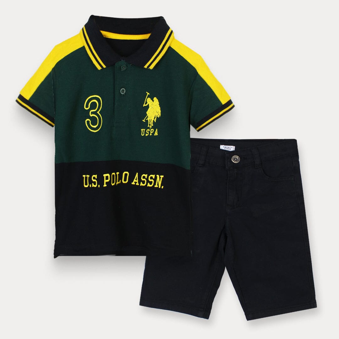 Dashing Black Themed Pair Of T-Shirt & Short For Boys Boy Clothes Pairs Iluvlittlepeople 8-9 Years Grey Summer
