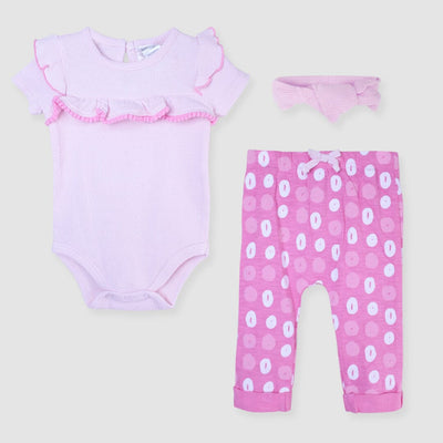 Modern Pink Themed Little Girl Romper Set Romper Iluvlittlepeople 0-3 Months Summer Pink