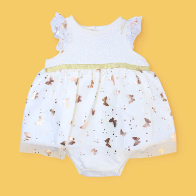 Modern Off-White Themed Little Girl Romper Romper Iluvlittlepeople 0-3 Months Summer Off-White