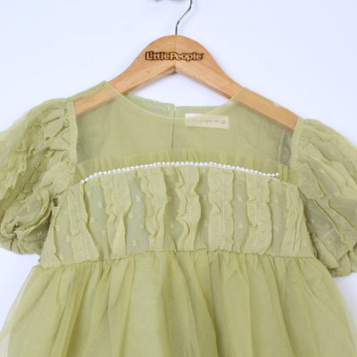 Delighted Green Little Girl Frock Frock Iluvlittlepeople 