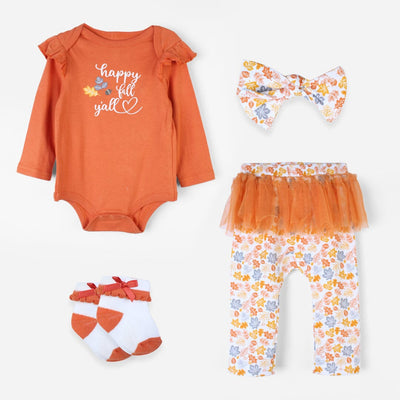 Dashing Orange Themed Little Girl Romper Set Romper Iluvlittlepeople 0-3 Months Summer Orange