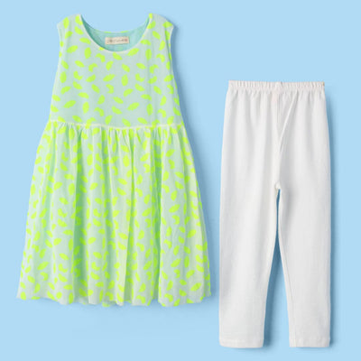 Stylish Green Themed Girls Frock Set Frock Iluvlittlepeople 2-3 Years Green Summer