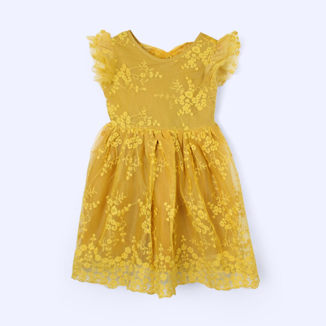 Delighted Mustard Themed Little Girl Frock Frock Iluvlittlepeople 7-8 Years Mustard Summer