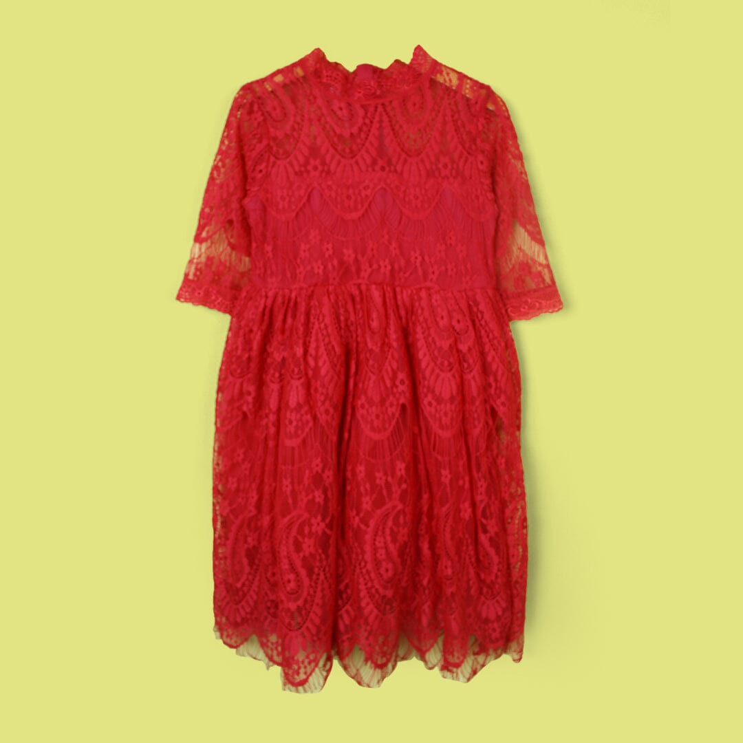 Delighted Red Themed Little Girl Frock Frock Iluvlittlepeople 3-4 Years Red Summer