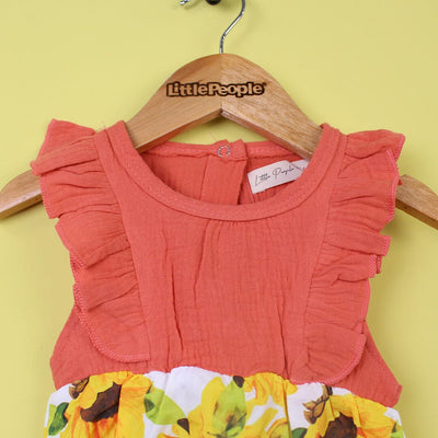 Modern Peach Themed Little Girl Romper Romper Iluvlittlepeople 