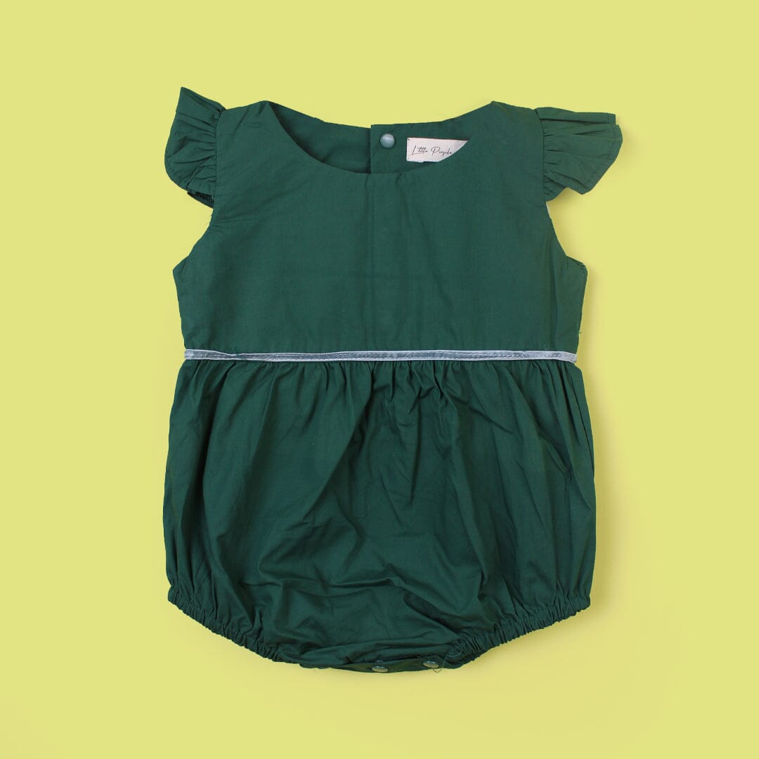 Modern Green Themed Little Girl Romper Romper Iluvlittlepeople 0-3 Months Green Modern