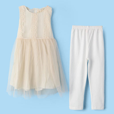 Sober Creamy White Themed Girls Frock Set Frock Iluvlittlepeople 2-3 Years Creamy White Summer
