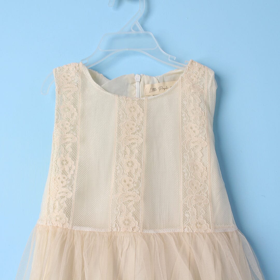 Sober Creamy White Themed Girls Frock Set Frock Iluvlittlepeople 